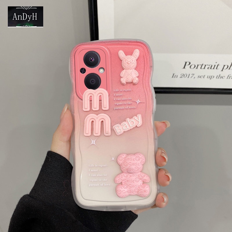 Gloden tree Phone Case Untuk OPPO Reno 7Z 8Z 5G Phone Case 3D Alphabet Bear Pelindung Kamera Pelindung Penutup Belakang Couple Case