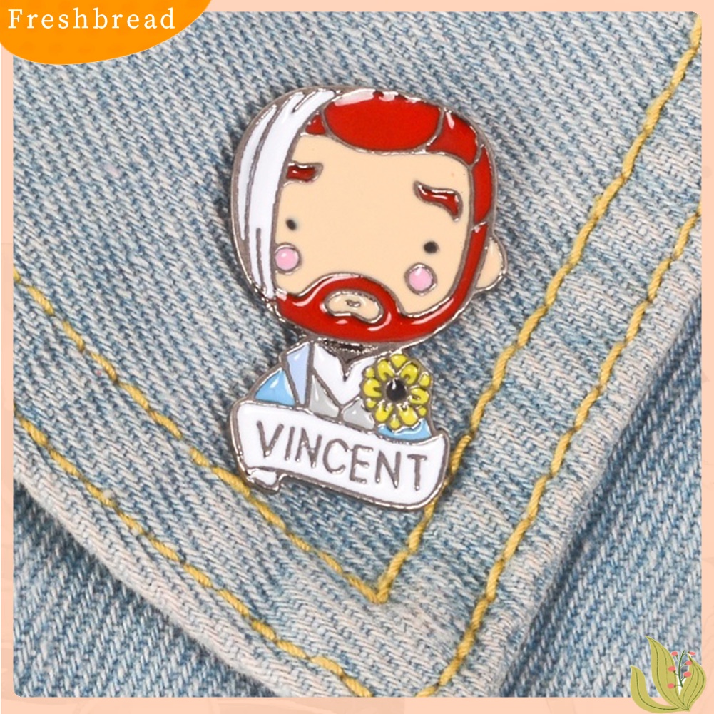 &lt; Freshbread &gt; Fashion Huruf Inggris Vincent Van Gogh Lencana Alloy Bros Pin Pakaian Perhiasan