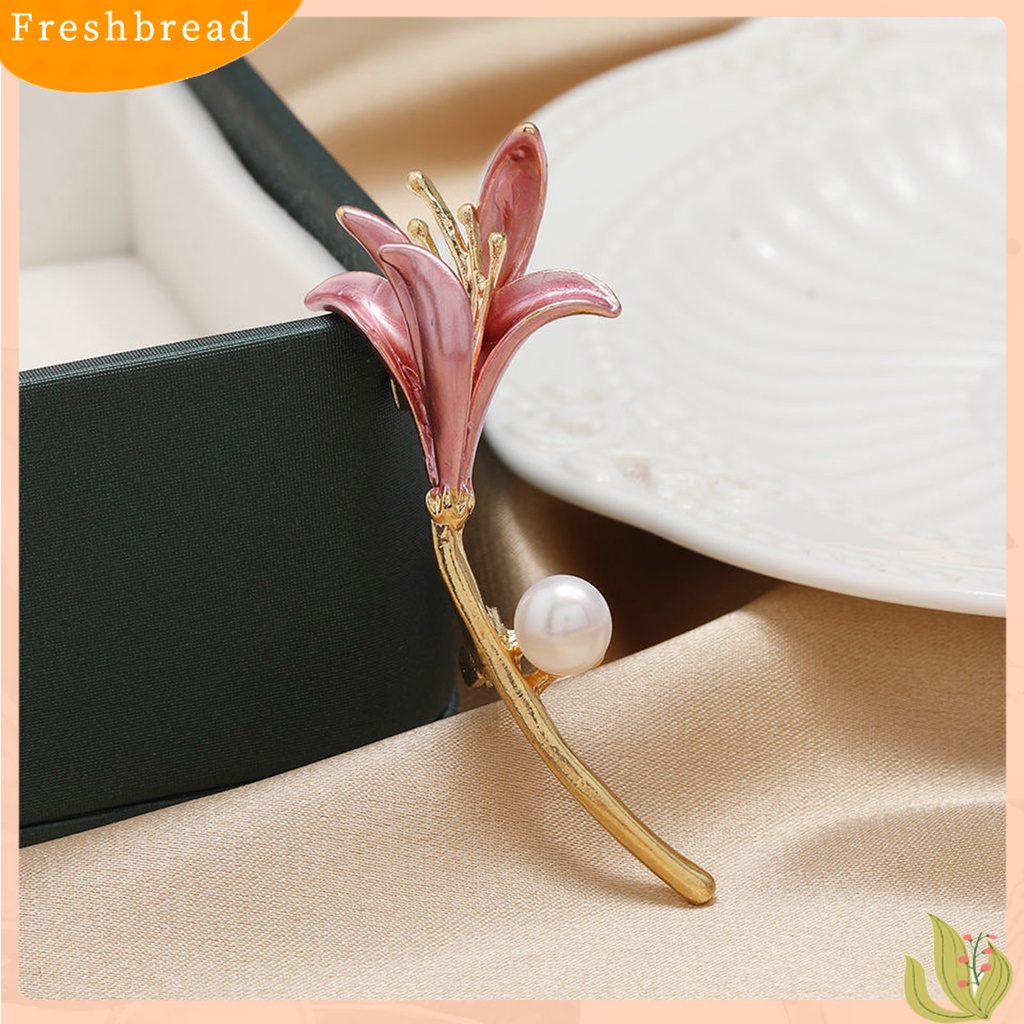 &lt; Freshbread &gt; Bros Pin Tulip Perhiasan Mutiara Imitasi Vintage Tahan Lama Kerah Bros Pakaian Dekor