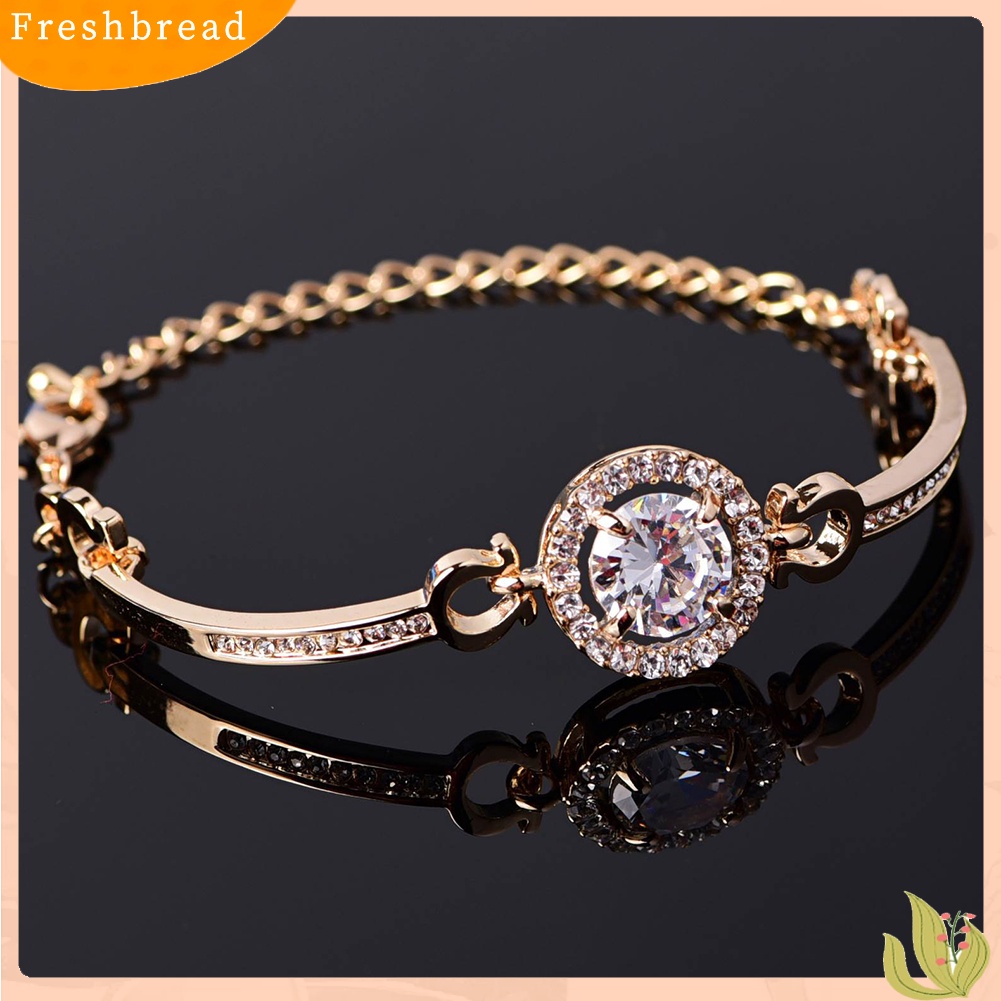 &lt; Freshbread &gt; Mewah Cubic Zirconia Bertatahkan Adjustable Rantai Gelang Bangle Wanita Perhiasan Hadiah