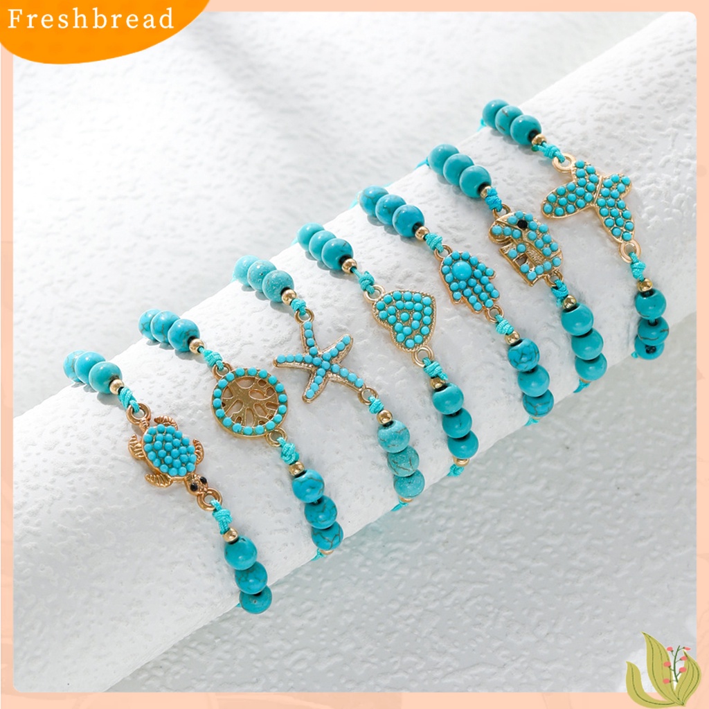 &lt; Freshbread &gt; Gelang Wanita Perhiasan Manik-Manik Hati Imitasi Turquoise Gelang Warna Cerah Untuk Pesta