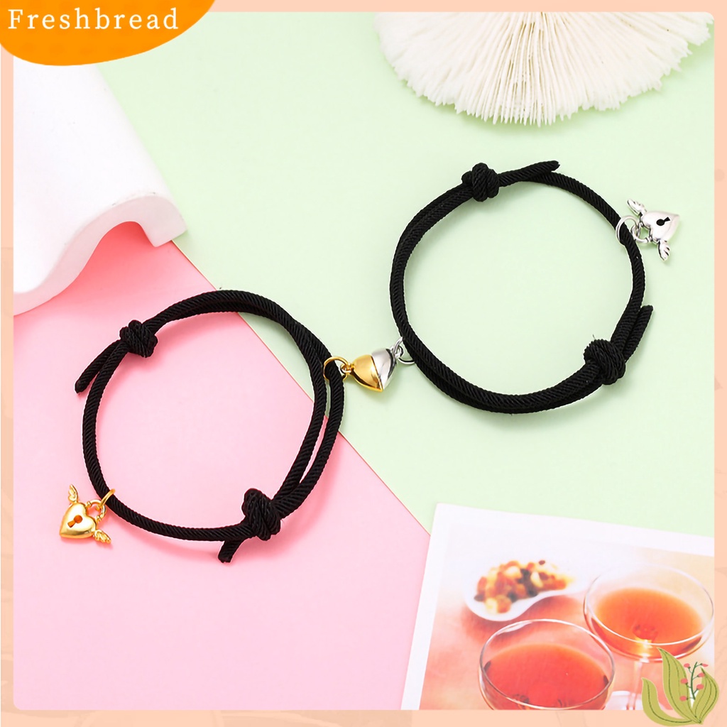 &lt; Freshbread &gt; 1pasang ic Gelang Nilon Tali Tangan Buatan Tangan Adjustable Electroplating Liontin Tidak Luntur Hias Pecinta Menarik Atraksi Hati Gelang Perhiasan Aksesori