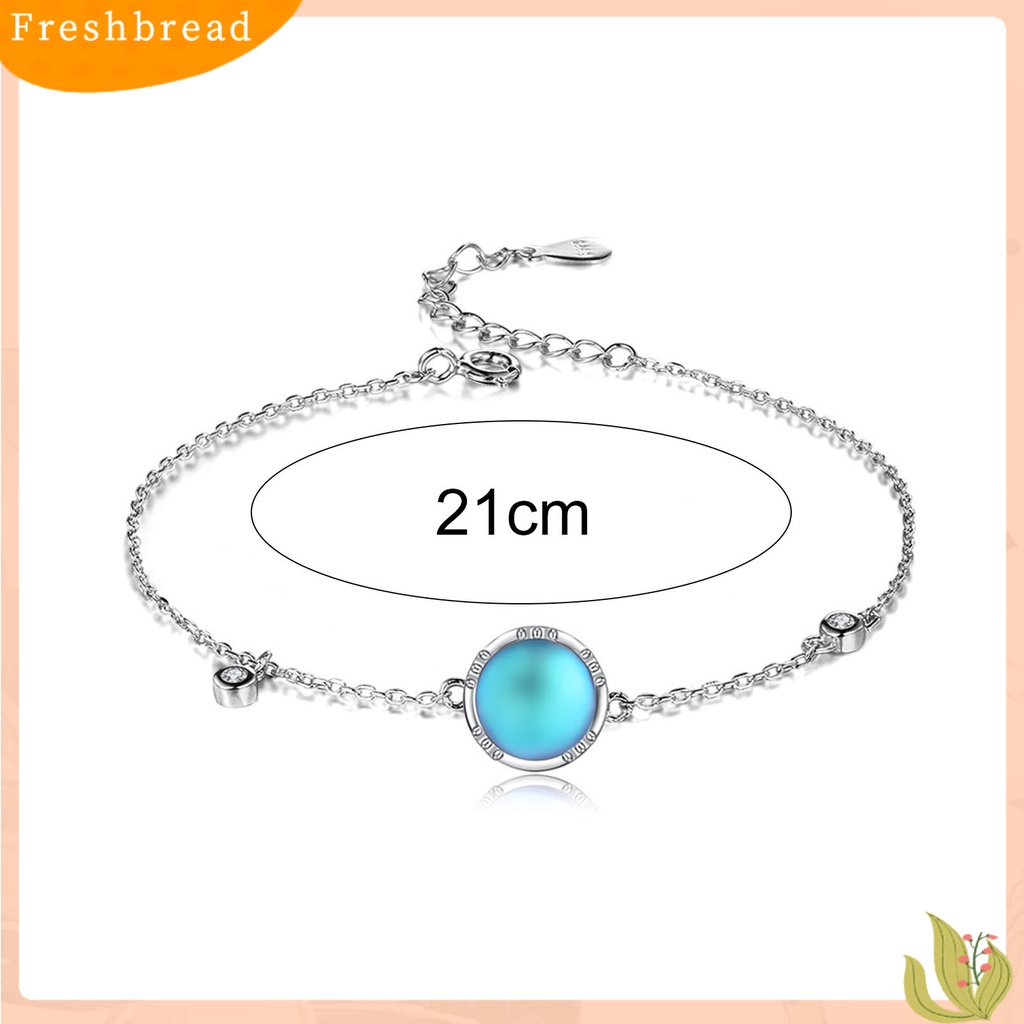 &lt; Freshbread &gt; SILVERHOO Wanita Gelang Lingkaran Biru Cubic Zirconia Adjustable Lobster Clasp All Match Bangle Fashion Jewelry