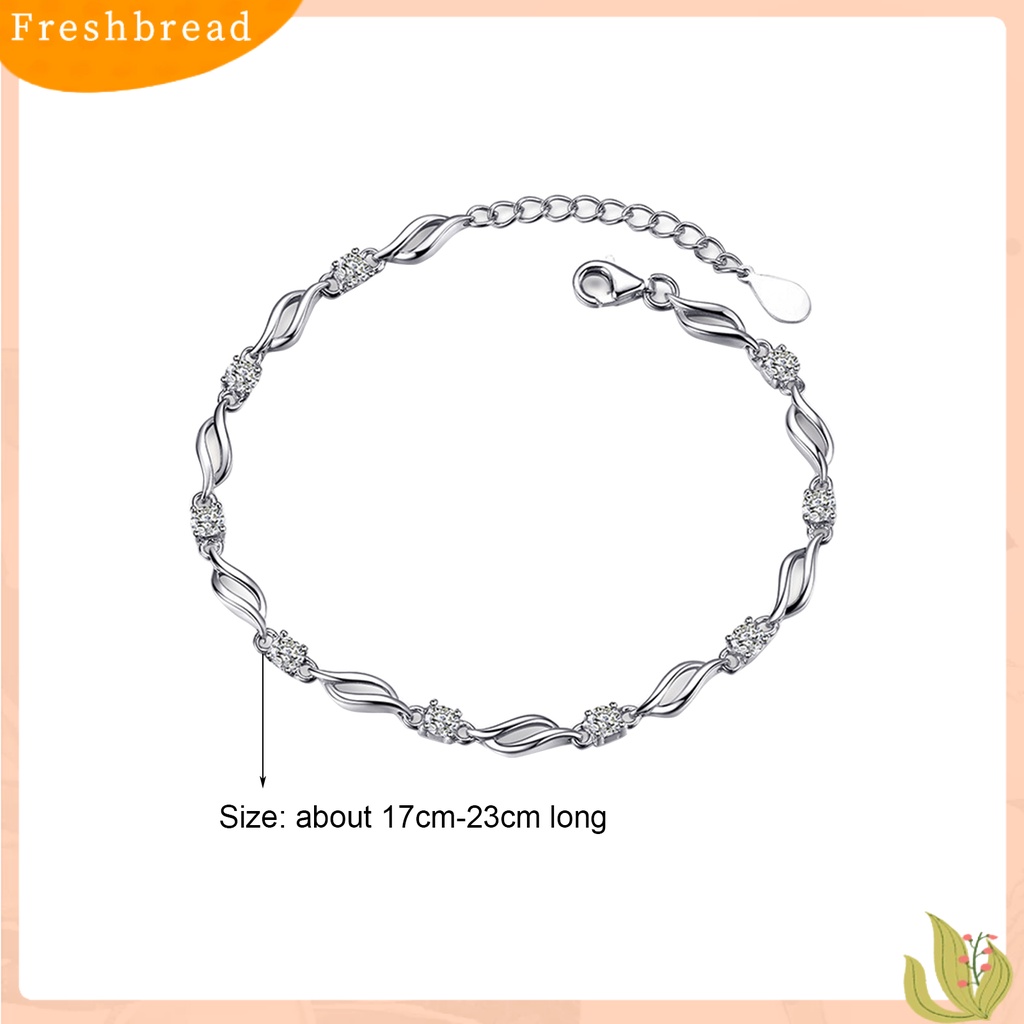 &lt; Freshbread &gt; Gelang Bangle Rantai Wanita Berlian Imitasi Berkilau Menarik Dapat Disesuaikan Untuk Pacaran