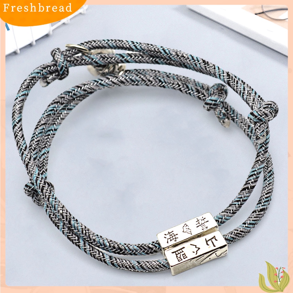 &lt; Freshbread &gt; 2Pcs Lover Bracelet ic Adjustable Braid Rope Pria Wanita Matching Bracelet Untuk Hadiah