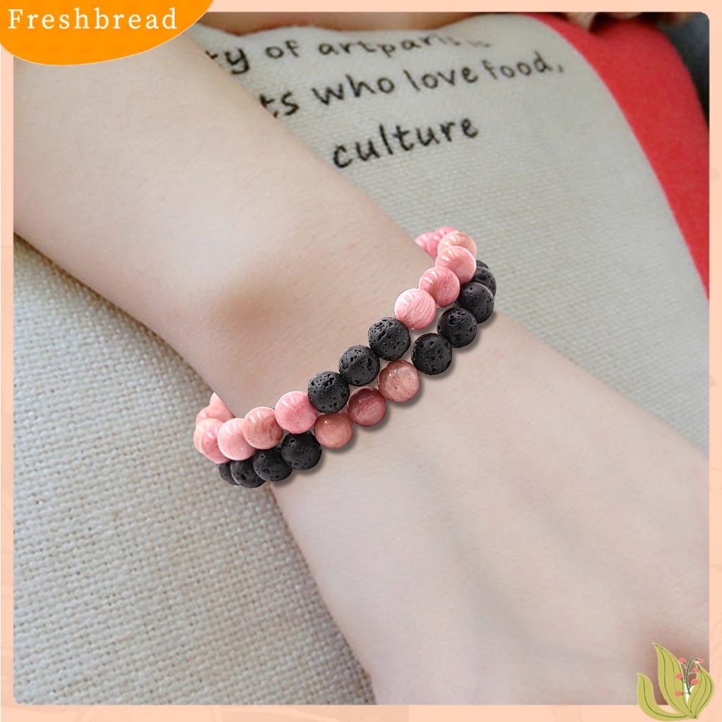 &lt; Freshbread &gt; 2Pcs Gelang Yoga Trendi Menawan Tali Elastis Pasangan Jarak Hitam Putih Gelang Untuk Kekasih