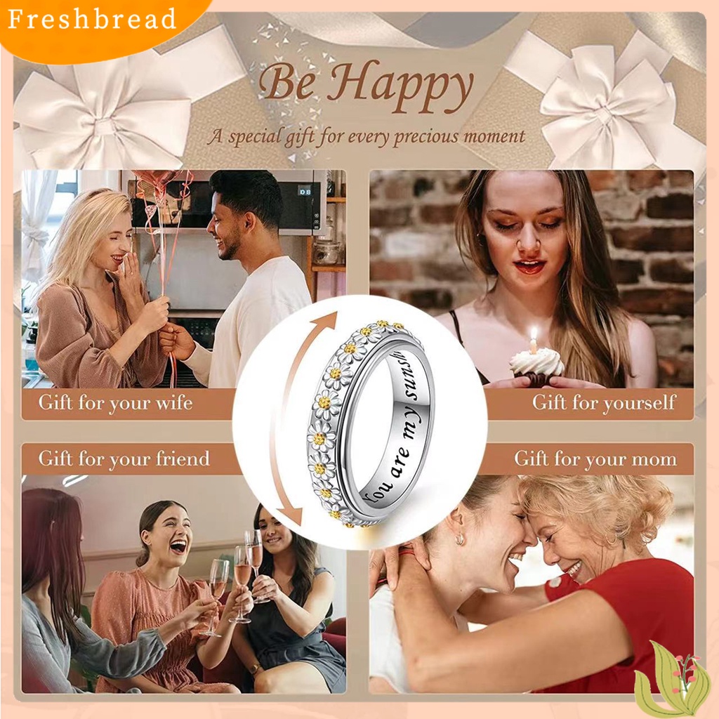 &lt; Freshbread &gt; Cincin Jari Indah Tahan Aus Yang Dapat Diputar Pola Geometris Retro Dekorasi Electroplating Bunga Diukir Buku Jari Cincin Perhiasan Fashion