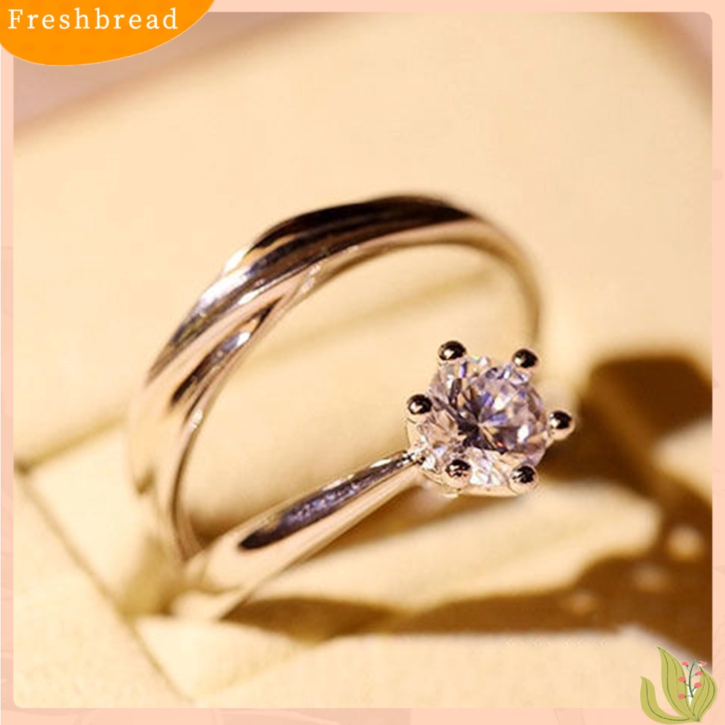 &lt; Freshbread &gt; Wanita Cincin Dipoles Tinggi Geometris Bersinar Berlian Imitasi Unfading Dekorasi Kilau Terang Lady Janji Pernikahan Band Cincin Wanita Perhiasan