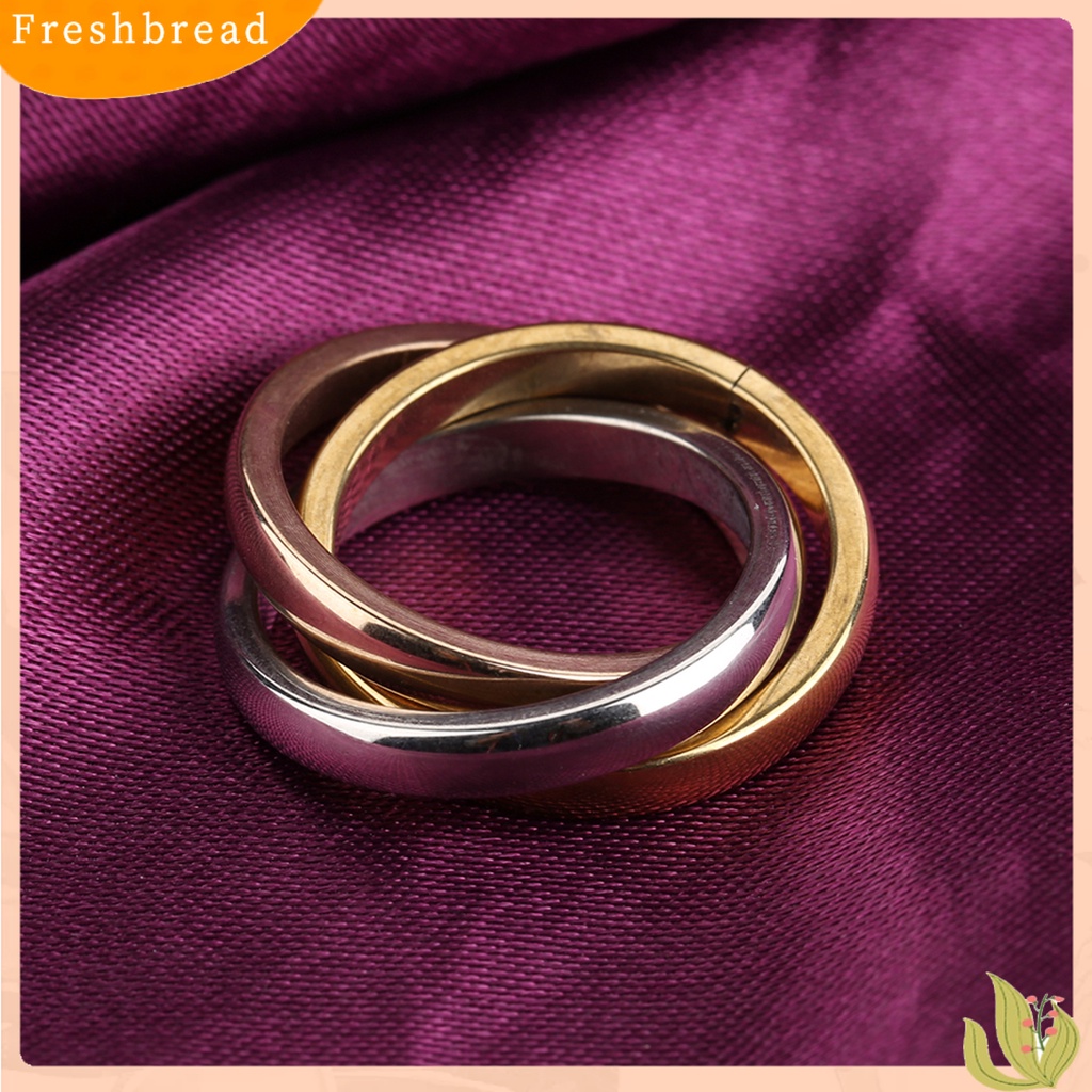 &lt; Freshbread &gt; Fashion Wanita 3band Multilayer Stainless Steel Slim Polos Criss Ring Hadiah