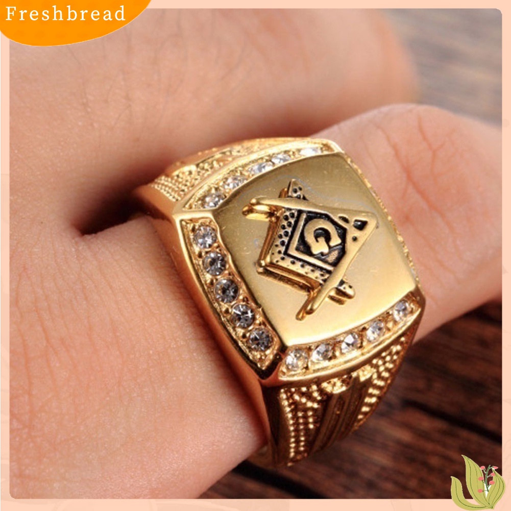 &lt; Freshbread &gt; Fashion Pria Bebas-Mason Simbol Berlian Imitasi Pesona Cincin Mewah Jari Perhiasan Hadiah