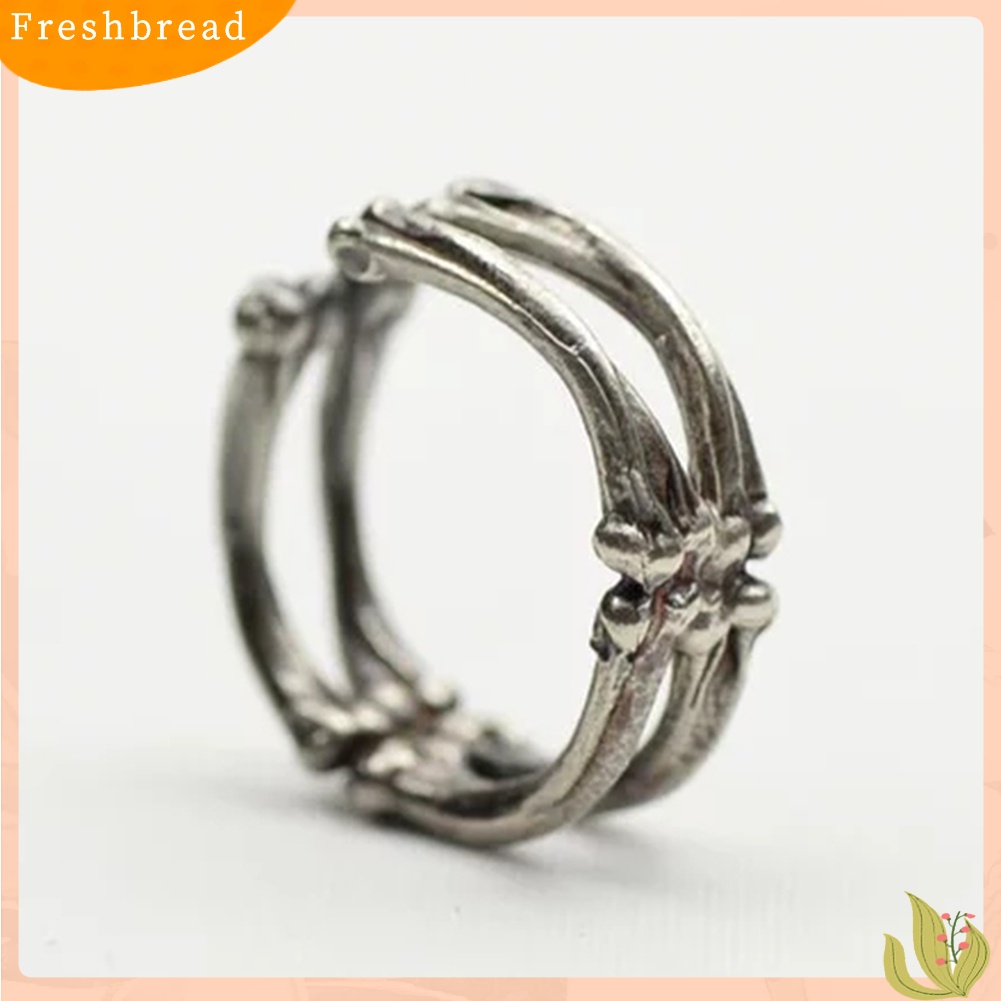 &lt; Freshbread &gt; Antik Gothic Adjustable Skeleton Bone Finger Ring Perhiasan Unisex Halloween