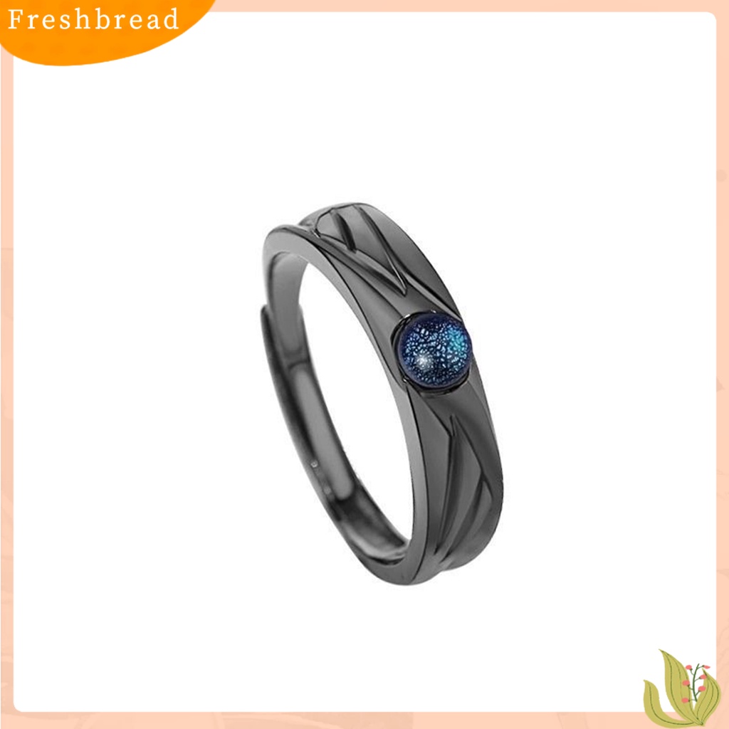 &lt; Freshbread &gt; Cincin Couple Vintage Glazed Black White Faux Moonstone Desain Pembukaan Yang Dapat Disesuaikan Hadiah Hias Tren Siswa Terbuka Cincin Perhiasan Pakaian Sehari-Hari