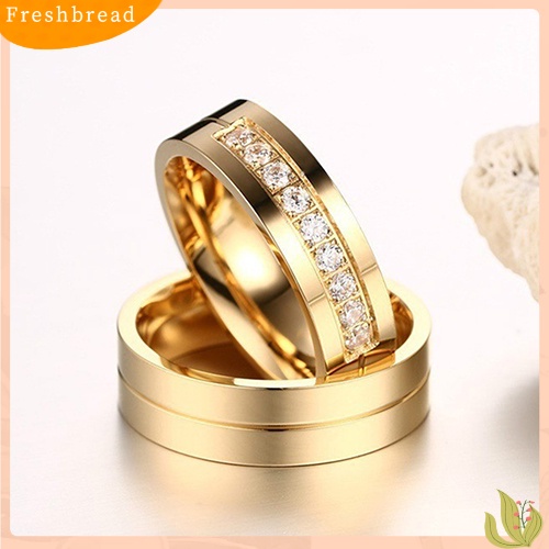 &lt; Freshbread &gt; 1Pc Fashion Titanium Steel Lover Ring Cincin Pasangan Berlapis Emas Untuk Pria Wanita