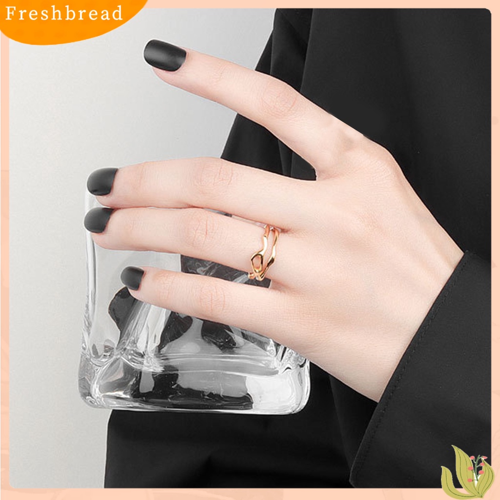 &lt; Freshbread &gt; Wanita Cincin Tidak Teratur Berongga Geometris Kilau Terang Pembukaan Yang Dapat Disesuaikan Berdandan Hadiah Wanita Garis Ganda Jari Cincin Perhiasan Pesta Aksesori Busana