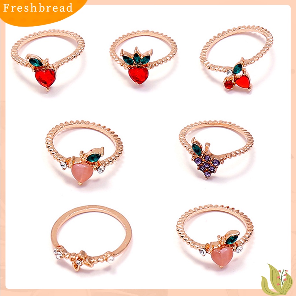 &lt; Freshbread &gt; 11 Pcs Knuckle Rings Buah Berlian Imitasi Wanita Indah Electroplating Finger Rings Perhiasan Aksesoris