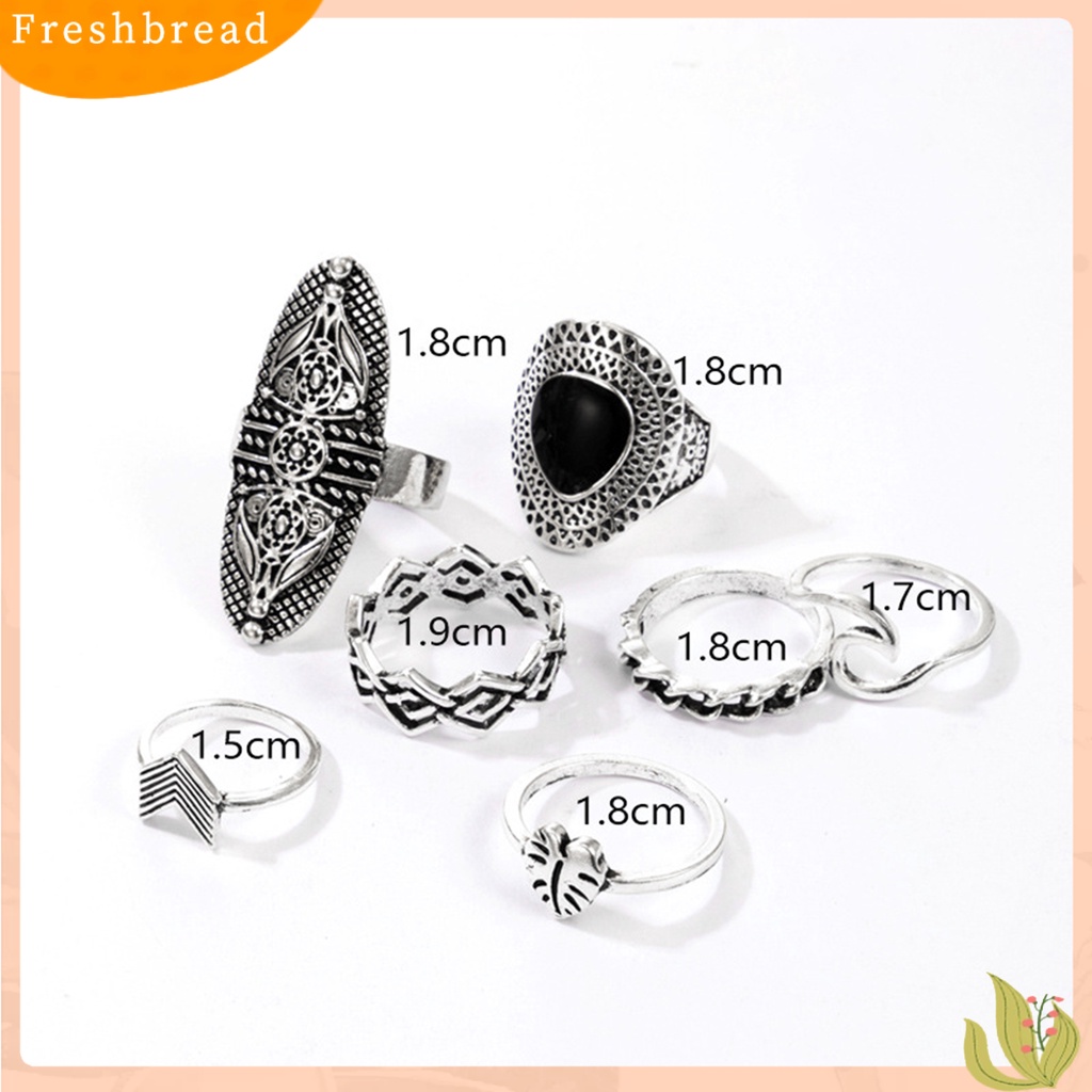 &lt; Freshbread &gt; 7Pcs Cincin Bohemian Wanita Anti Tarnish Geometris Permata Imitasi Jari Cincin Set Perhiasan Untuk Pesta
