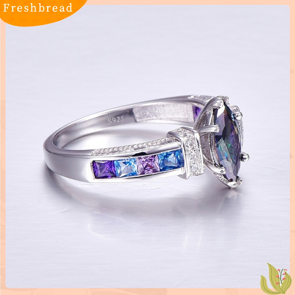 &lt; Freshbread &gt; Wanita Fashion Multicolor Marquise Cut Cubic Zirconia Hias Jari Cincin Perhiasan