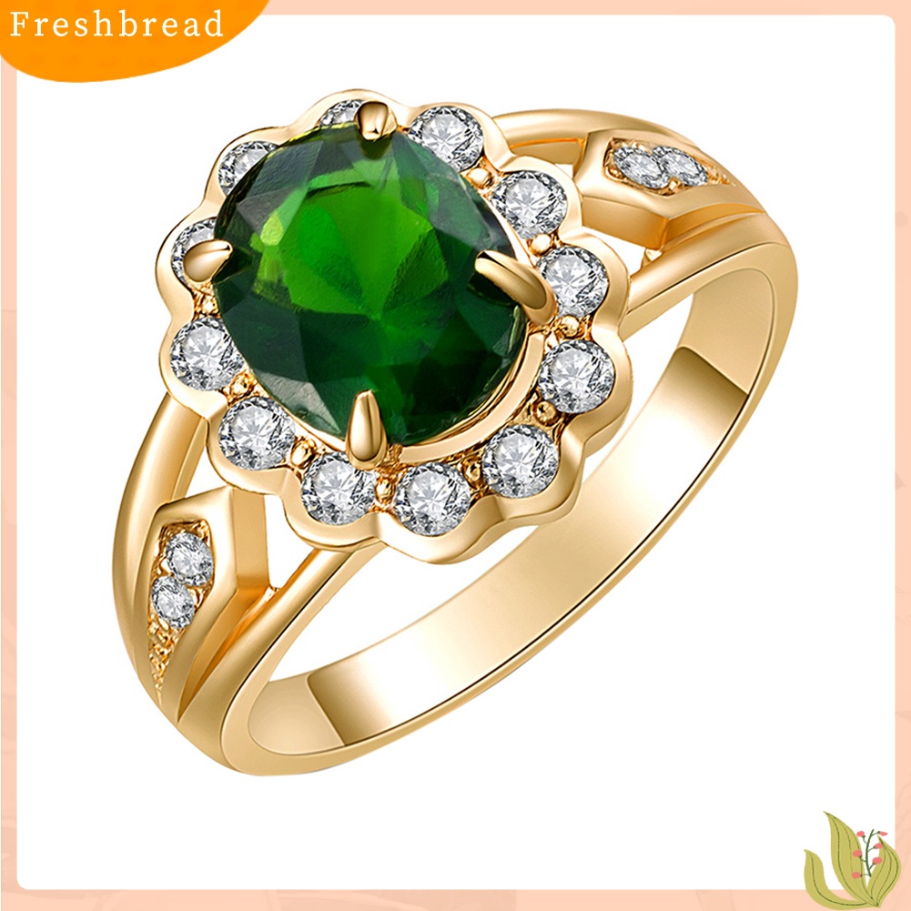 &lt; Freshbread &gt; Vintage Emerald Berlian Imitasi Bertatahkan Perhiasan Wanita Cincin Pesta Pub Club Dekorasi Hadiah