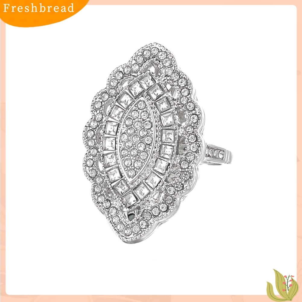 &lt; Freshbread &gt; Elegan Marquise Bentuk Berlian Imitasi Bertatahkan Pesta Pernikahan Wanita Pesona Perhiasan Cincin