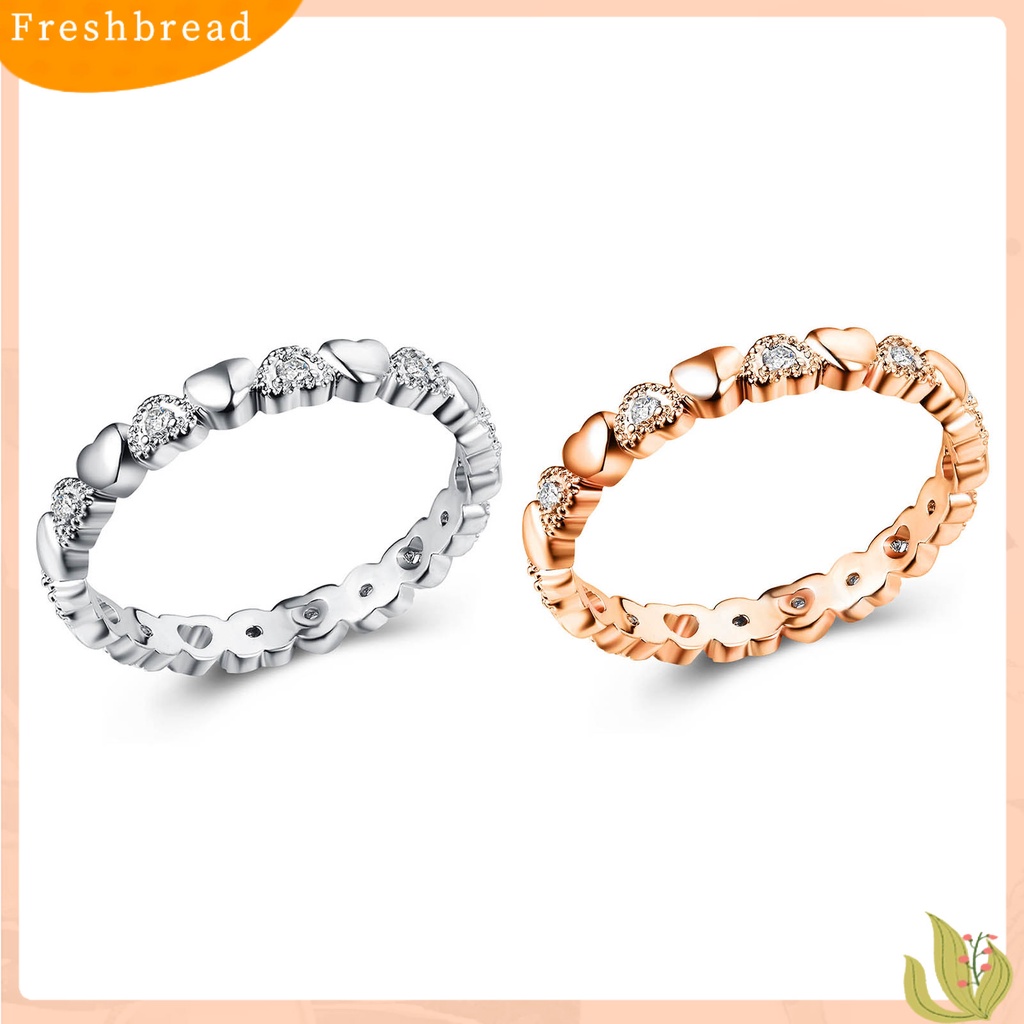 &lt; Freshbread &gt; Cincin Wanita Bentuk Hati Cubic Zirconia Perhiasan Manis Fashion Penampilan Cincin Jari Untuk Pernikahan