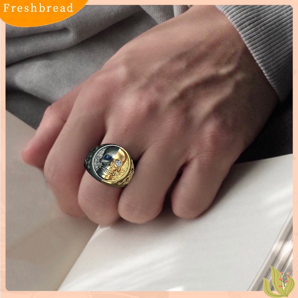 &lt; Freshbread &gt; Cincin Pesta Halus Indah Electroplated Alloy Mengerikan Pria Wanita Cincin Tengkorak Ukiran Untuk Pesta Custom