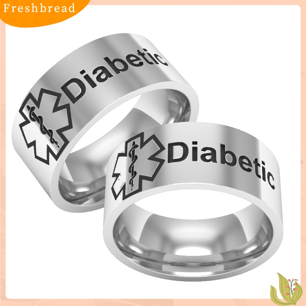 &lt; Freshbread &gt; Kondisi Medis Siaga Diabetes Titanium Unisex Band Jari Cincin Perhiasan Hadiah