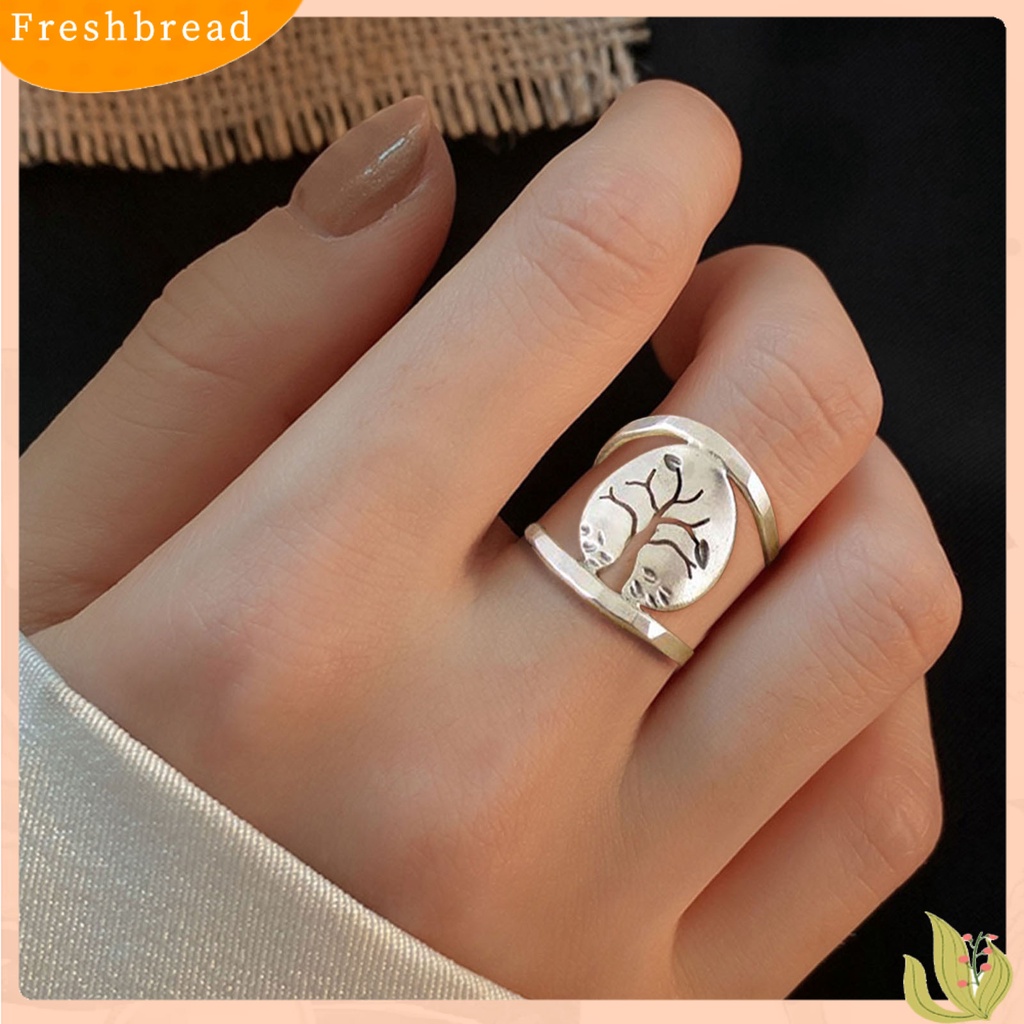 &lt; Freshbread &gt; Klasik Ukir Paduan Berongga Vintage Cincin Motif Burung Pohon Lady Ring Perhiasan Alat Ekstra