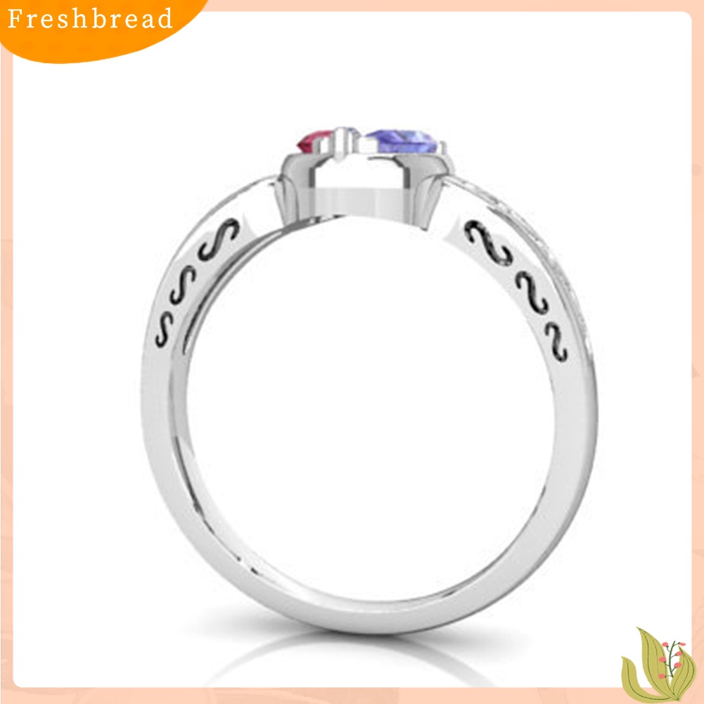 &lt; Freshbread &gt; Wanita Faux Ruby Amethyst Cinta Hati Pernikahan Cincin Perhiasan Hadiah Valentines Day