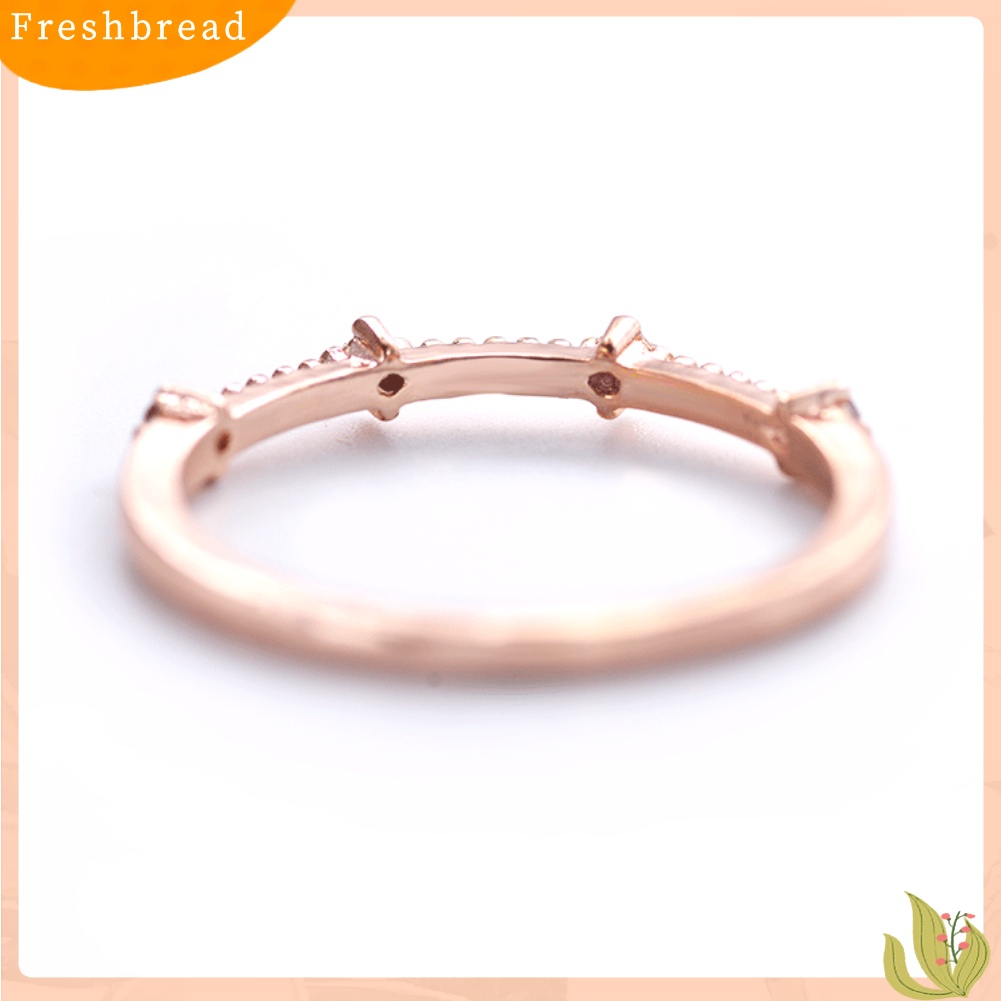 &lt; Freshbread &gt; Wanita4 Berlian Imitasi Bertatahkan Tipis Jari Cincin Pernikahan Pertunangan Perhiasan Hadiah