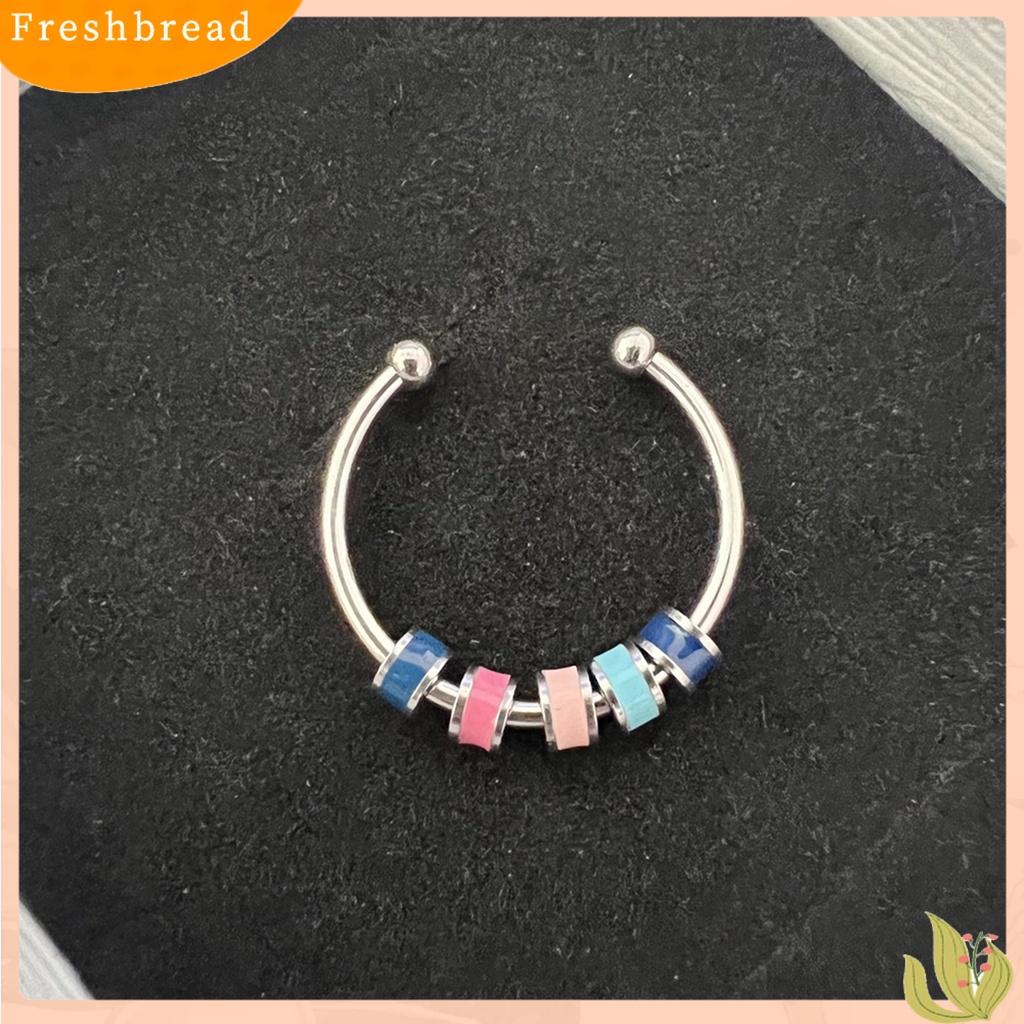 &lt; Freshbread &gt; Cincin Terbuka Adjustable Pengerjaan Halus Pereda Kecemasan Dengan Manik-Manik Enamel Pembukaan Dekorasi Aksesori Unisex Cincin Berputar Susun Untuk Pakaian Sehari-Hari