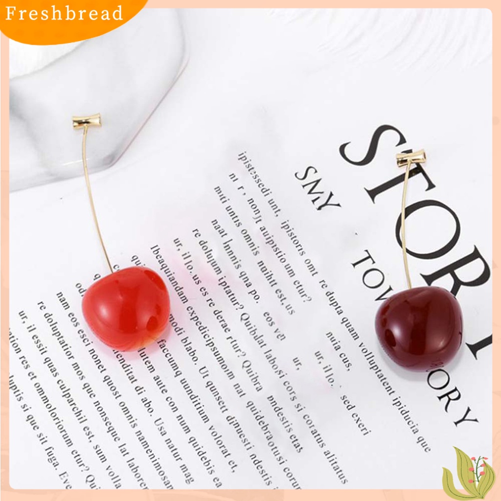 &lt; Freshbread &gt; Anting Manis Cherry Bentuk Alloy Indah Jaket Telinga Menjuntai Untuk Pacaran