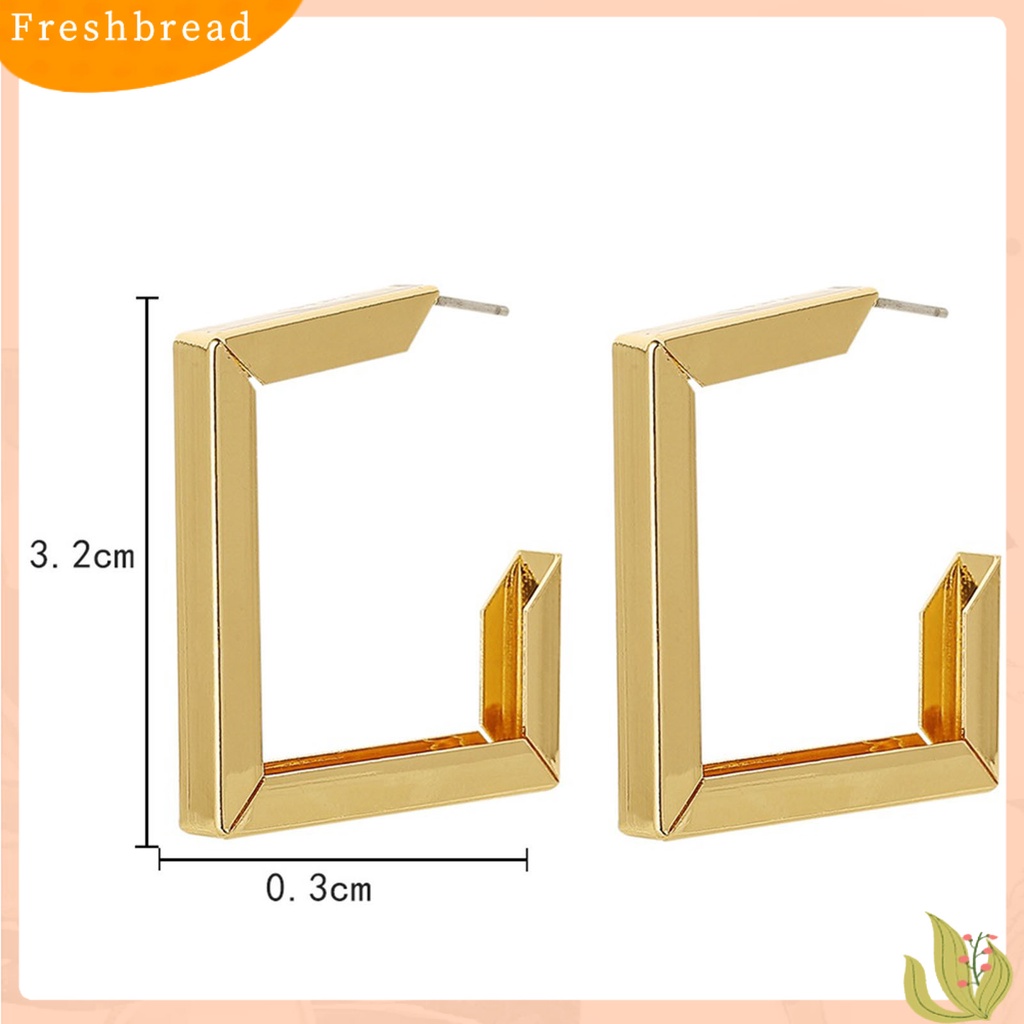 &lt; Freshbread &gt; 1pasang Anting Tusuk Bentuk Rhombic Ins Style Jewelry Plated Geometric Drop Earrings Untuk Pesta