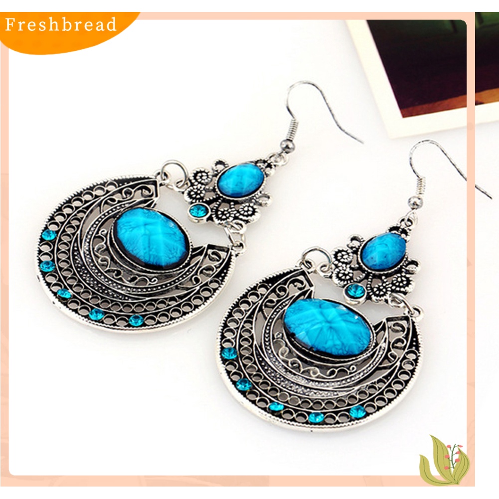 < Freshbread > Bohemia Lady Berongga Berlian Imitasi Hias Menjuntai Kait Anting Pesta Perjamuan Perhiasan