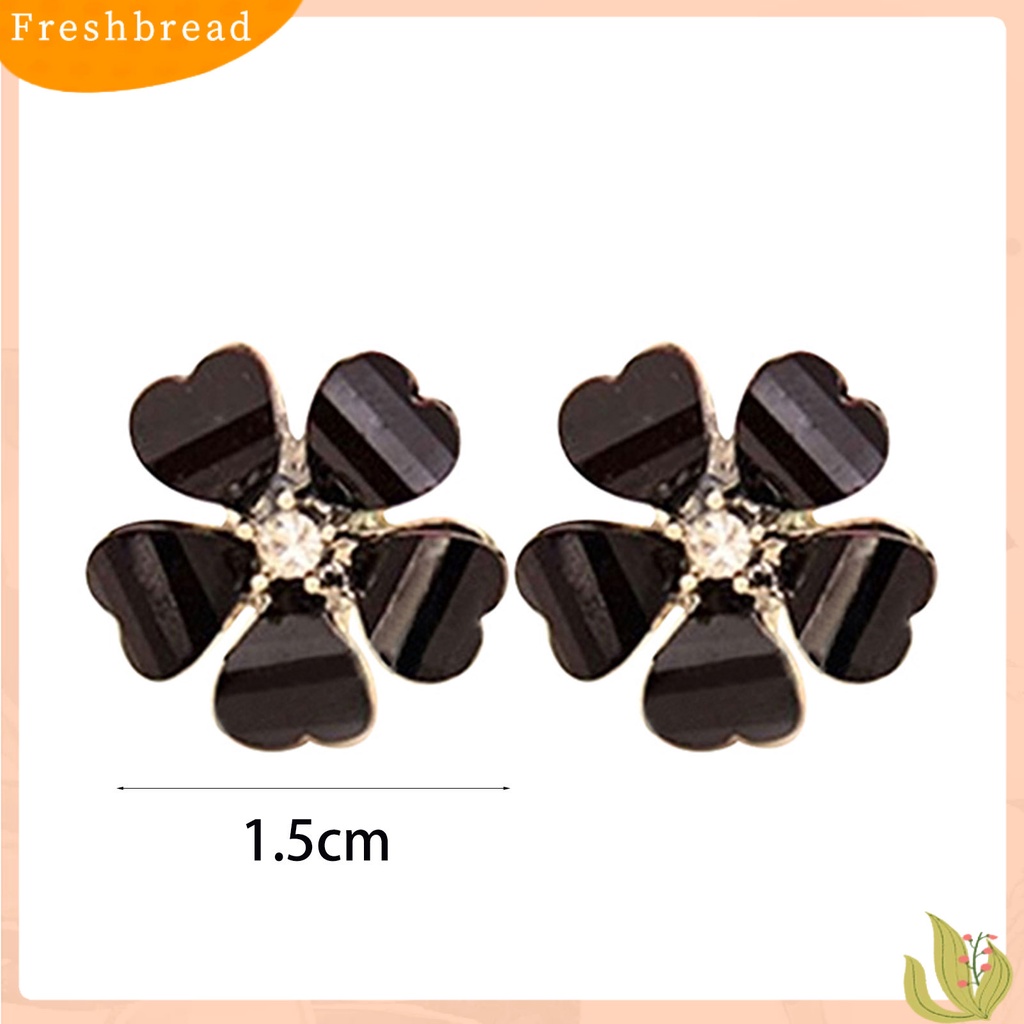 &lt; Freshbread &gt; Ear Stud Kelopak Berlian Imitasi Motif Bunga Bahan Alloy Indah Berkilau Anting Untuk Wanita