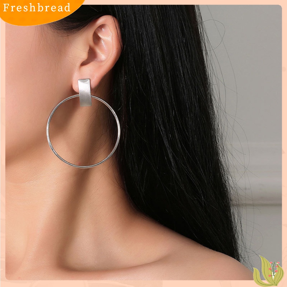 &lt; Freshbread &gt; Minimalis Wanita Lingkaran Besar Persegi Panjang Geometris Statement Stud Earrings Jewelry