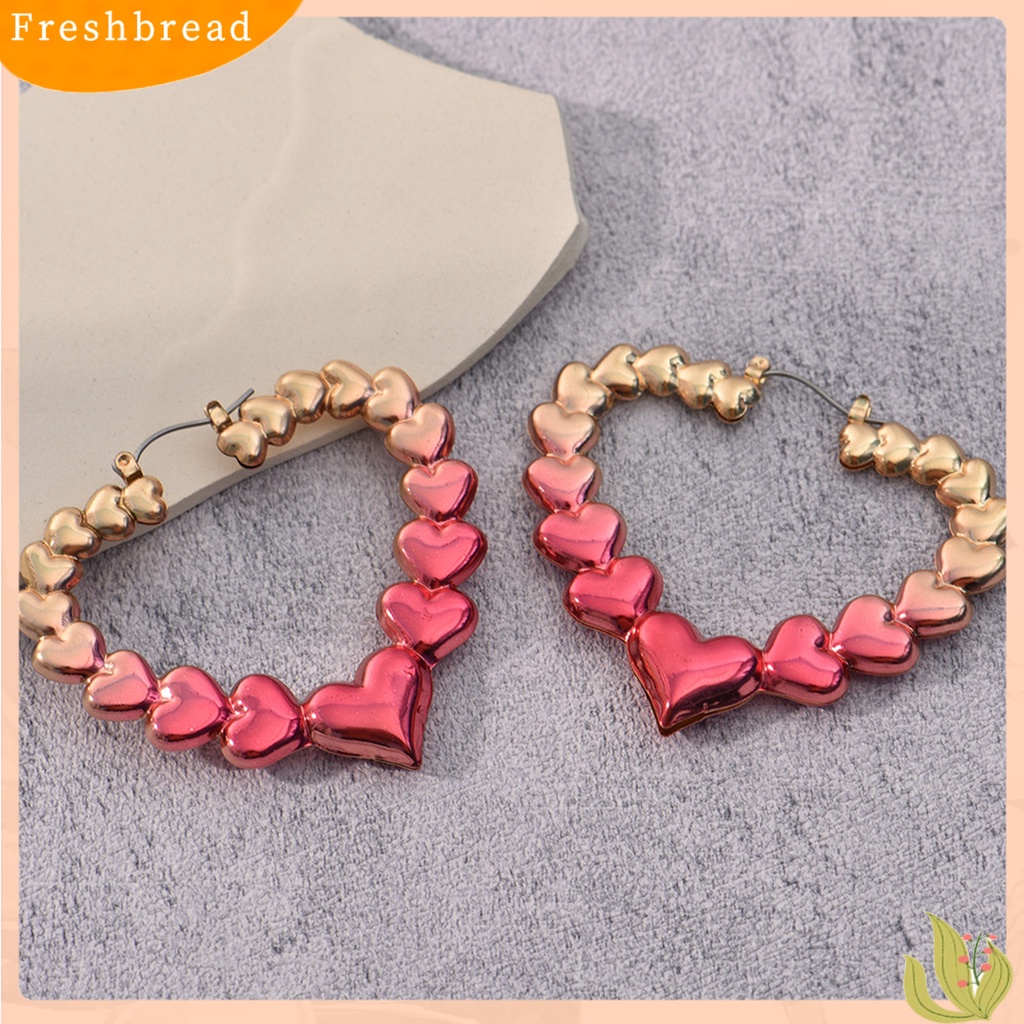 &lt; Freshbread &gt; 1pasang Anting Stud Kepribadian Berlebihan Anting Hoop Bulat Berbentuk Hati Cinta Tiga Dimensi Untuk Pacaran