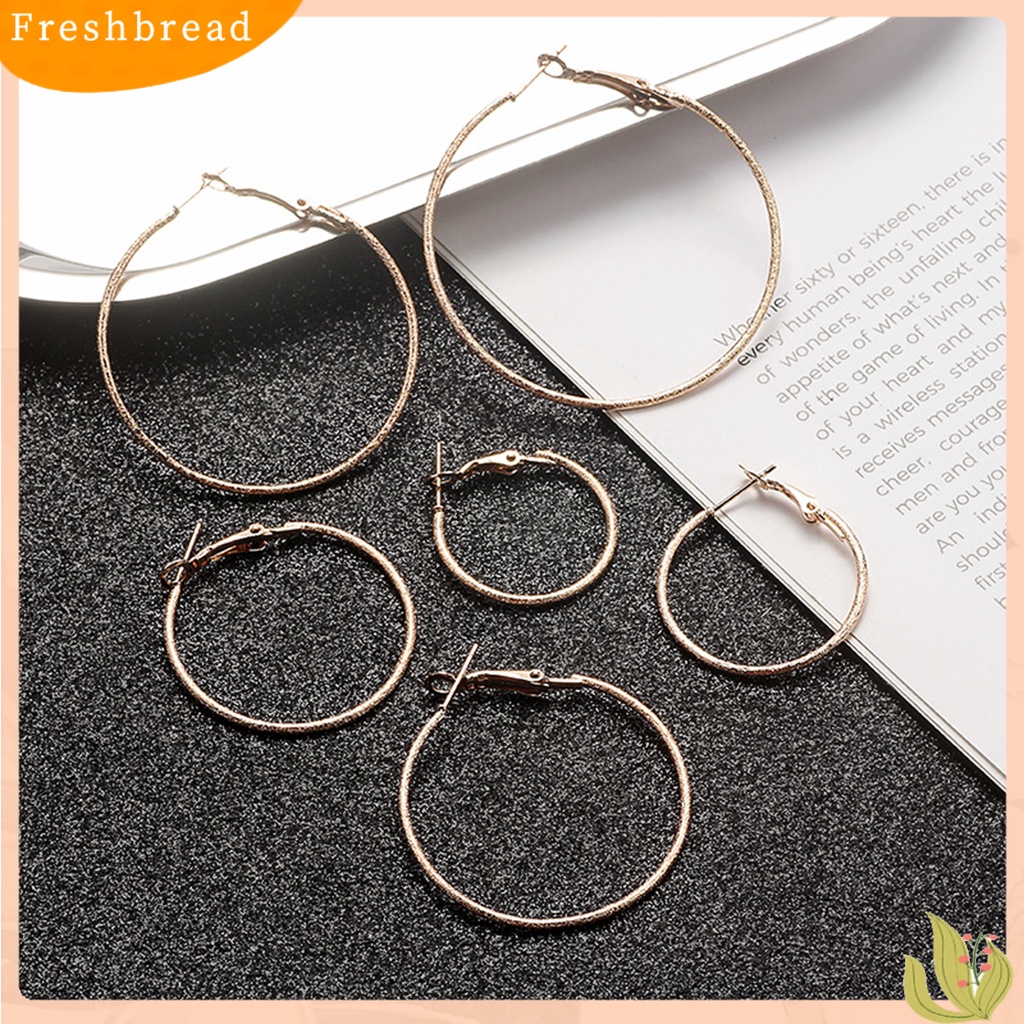 &lt; Freshbread &gt; 6pasang Anting Lingkaran Anting Tusuk Simple Punk Metal Bulat Halus Untuk Wanita