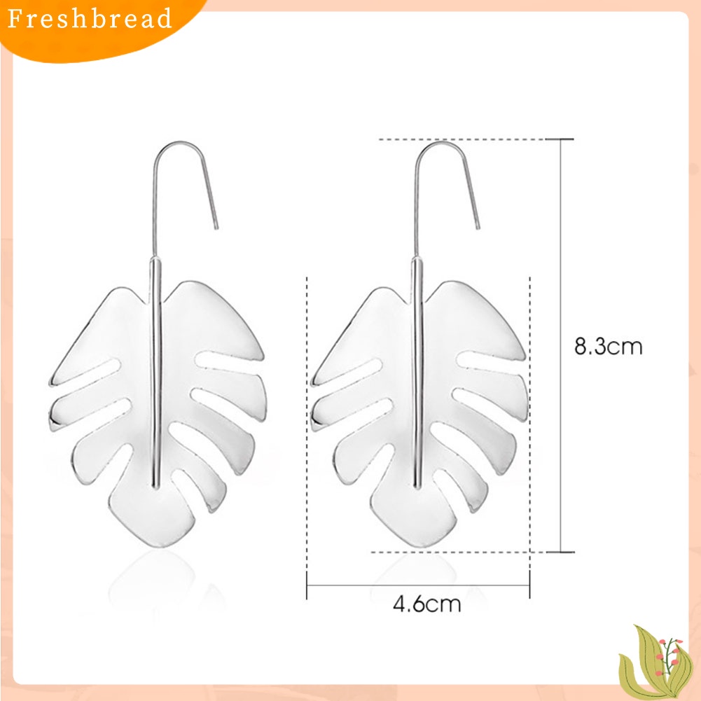 &lt; Freshbread &gt; Wanita Berongga Besar Daun Pisang Raja Panjang Menjuntai Alloy Ear Hook Earrings Perhiasan Hadiah