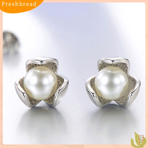 &lt; Freshbread &gt; Bunga925 Sterling Silver Ear Studs Berlian Imitasi Bola Anting Perhiasan Pernikahan