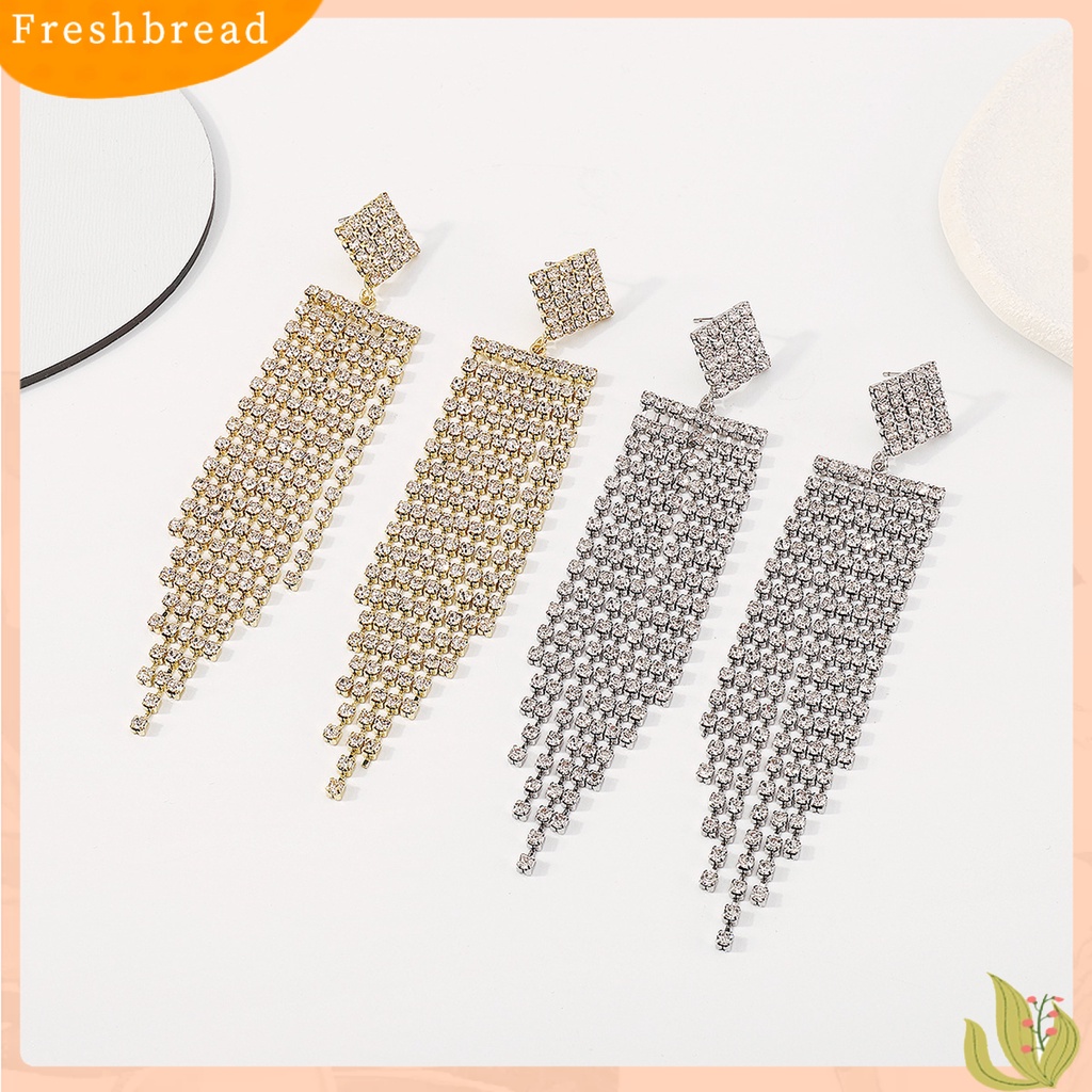 &lt; Freshbread &gt; 1pasang Anting Drop Wanita Semua Pertandingan Mengkilap Sehari-Hari Memakai Anting Rumbai Berlian Imitasi Gaya Bohemian Ringan Untuk Pacaran