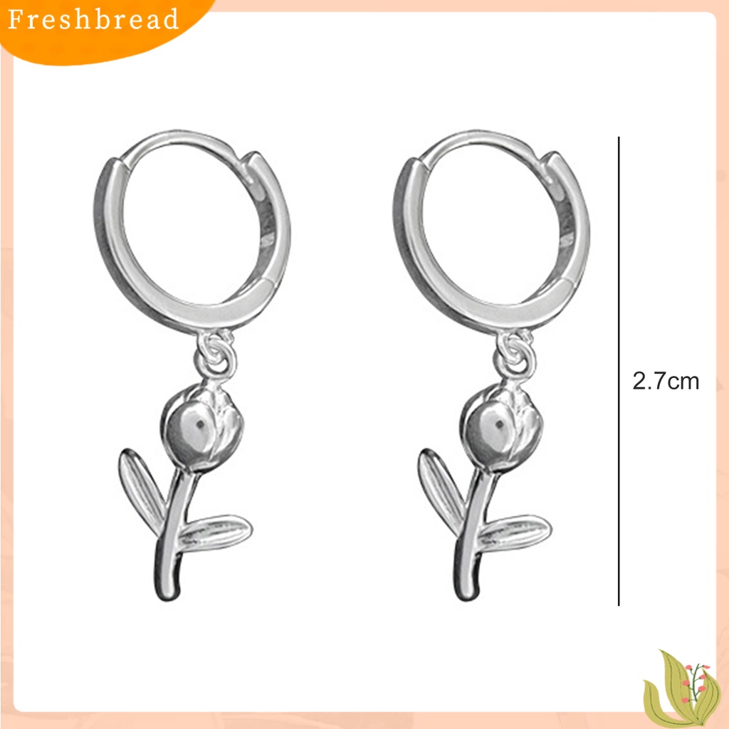 &lt; Freshbread &gt; 1Pc Drop Earring Geometri Liontin High Gloss Electroplating Menawan Mewah Dekorasi Hypoallergenic Tulip Huggie Hoop Earring Perhiasan Aksesori