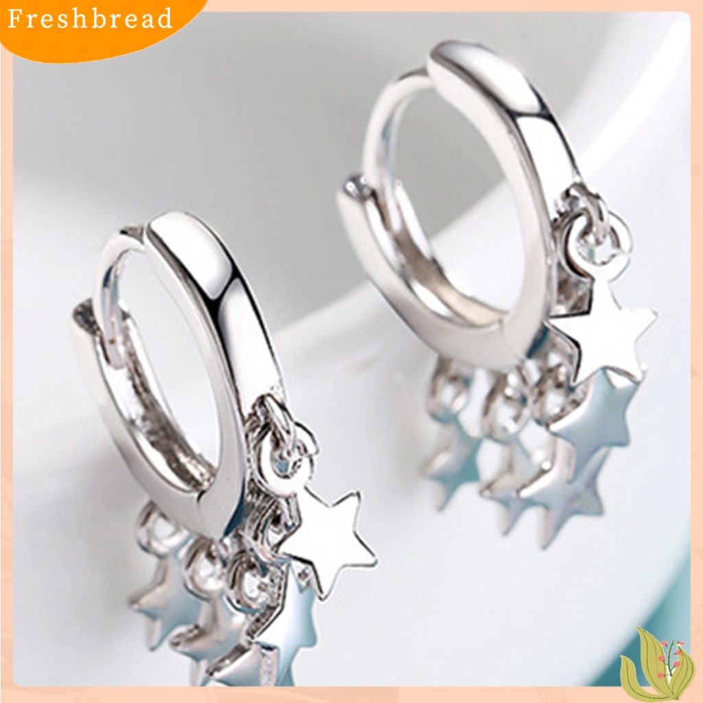 &lt; Freshbread &gt; Woman Fashion Golden Star Rumbai Hoop Earrings Ear Stud Perhiasan Hadiah Aksesori