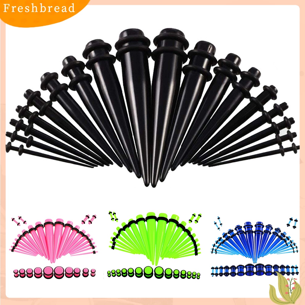 &lt; Freshbread &gt; 36Pcs Unisex Acrylic Cone Spike Ear Plug Expander Tindik Tubuh Perhiasan Dekor