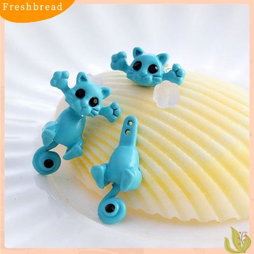 &lt; Freshbread &gt; Wanita Lucu Kartun Kucing Tindik Telinga Studs Earbobs Punk Earrings Jewelry