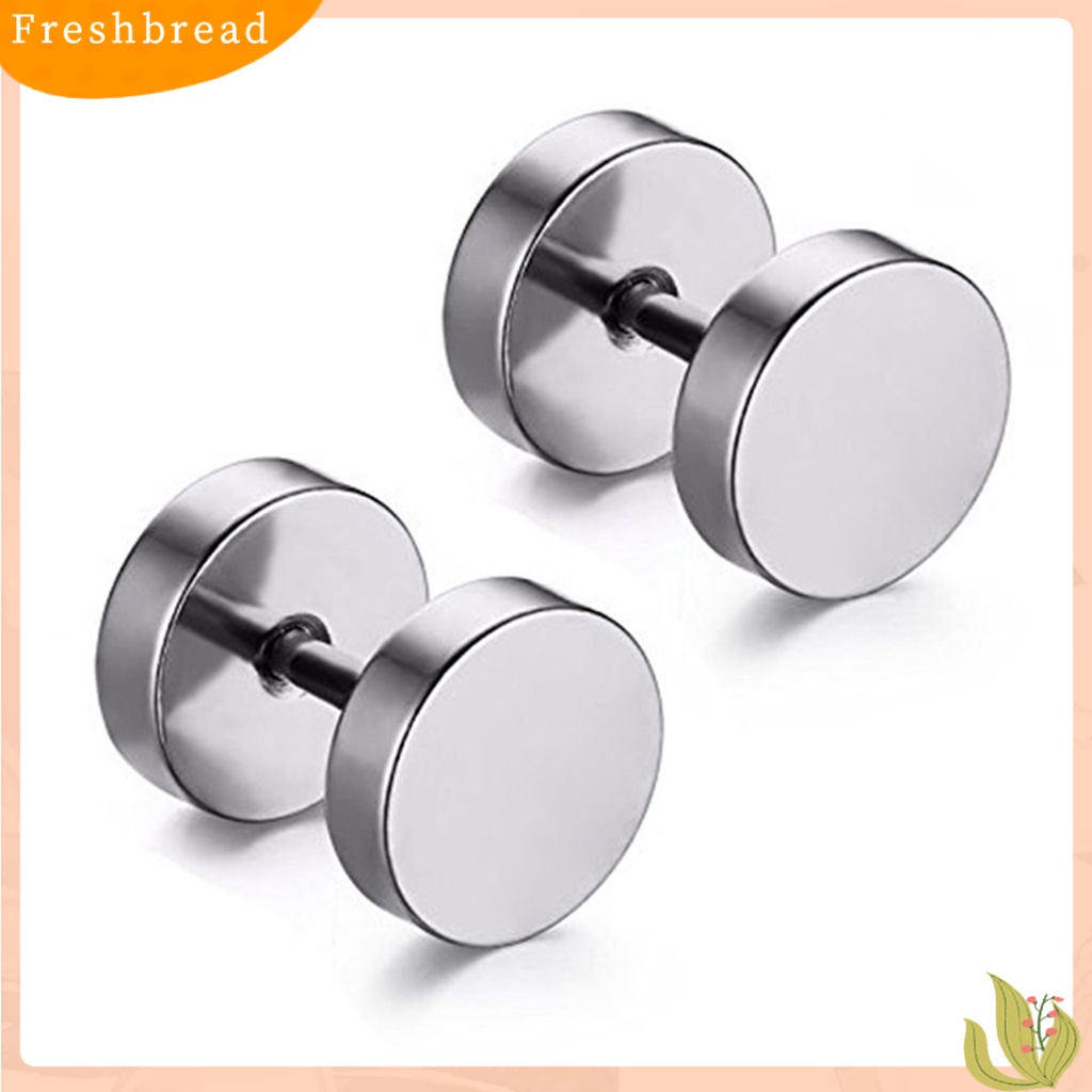 &lt; Freshbread &gt; 1pasang Tindik Bentuk Halter Pria Anting Ramah Kulit Electroplating Punk Ear Studs Perhiasan Bergaya