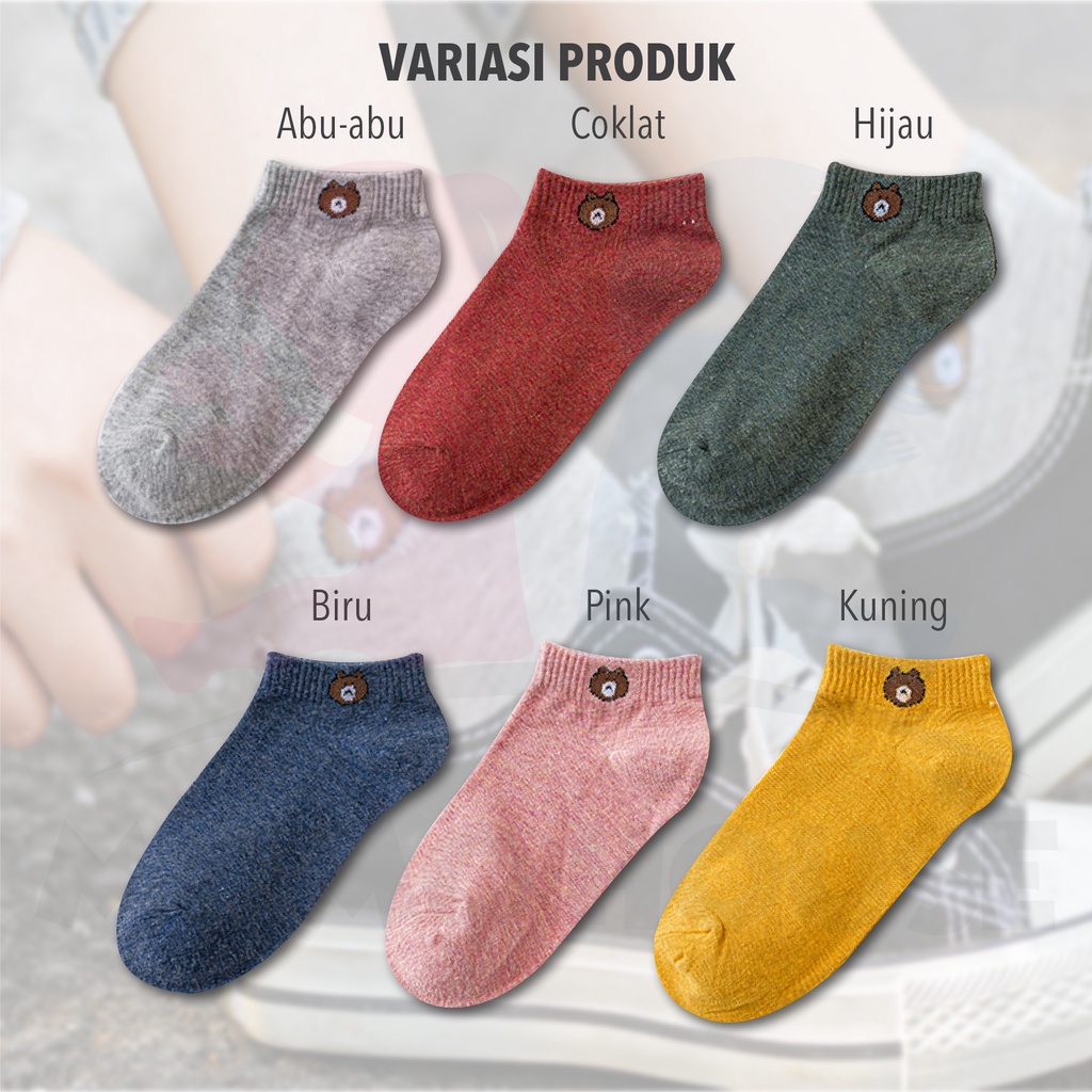 MOMO HOUSE Kaos Kaki Pendek Wanita Kaos Wanita Kaos Kaki Dewasa Wanita Kaos Kaki Dewasa Perempuan Motif Beruang