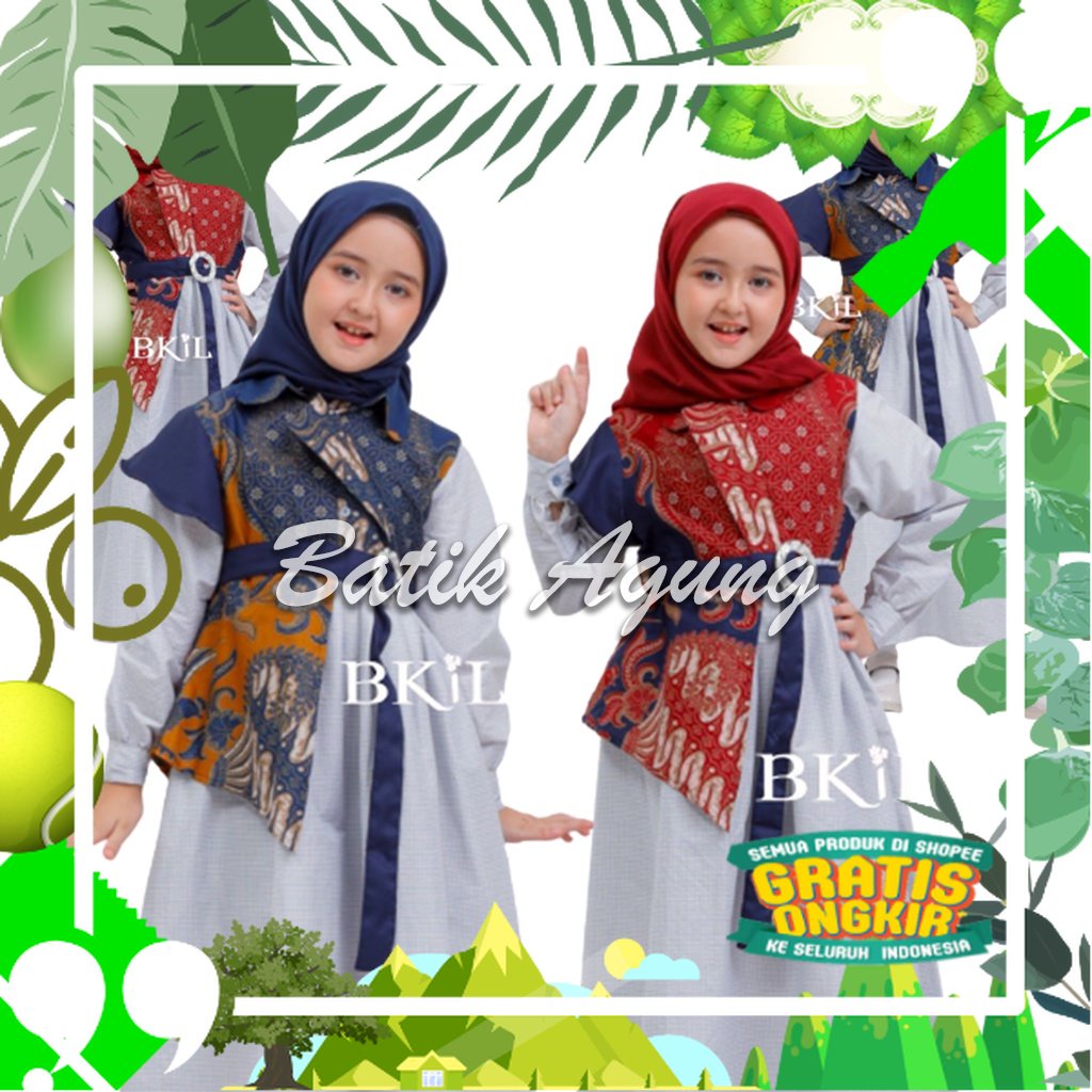 Gamis Anak Wanita Syar'i Kekinian / Baju Batik Anak Model Terbaru / Gamis Muslim Anak Perempuan Lucu/ edisi lebaran2023