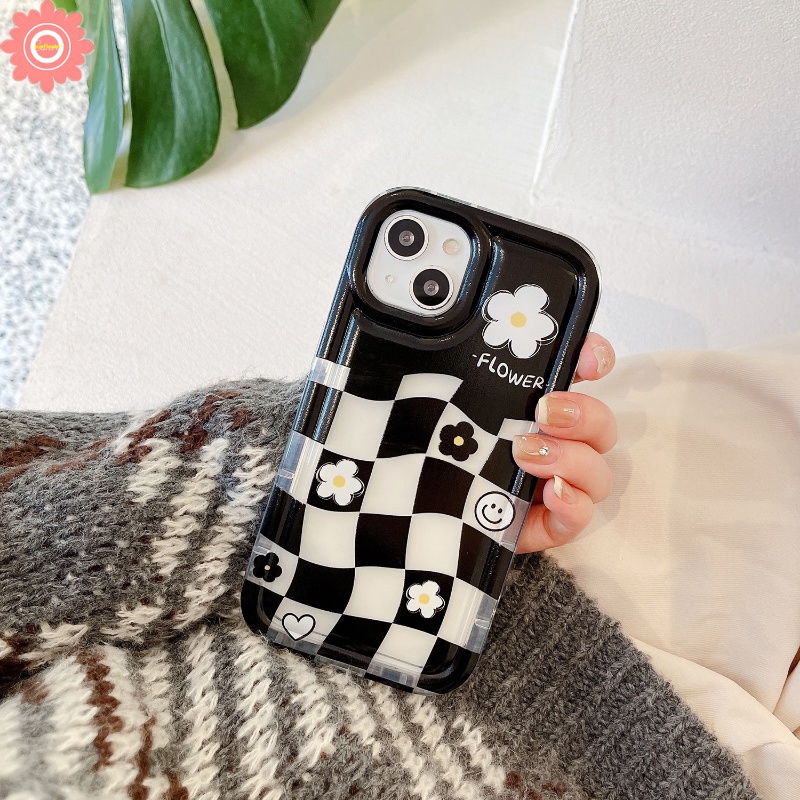 Case Kompatibel Untuk IPhone 7Plus XR 11 14 13 12 Pro Max7 6 8 6s Plus X XS Max SE 2020 Fresh Flowers Love Heart Pola Tidak Teratur Lembut Tpu Shockproof Airbag Phone Cover