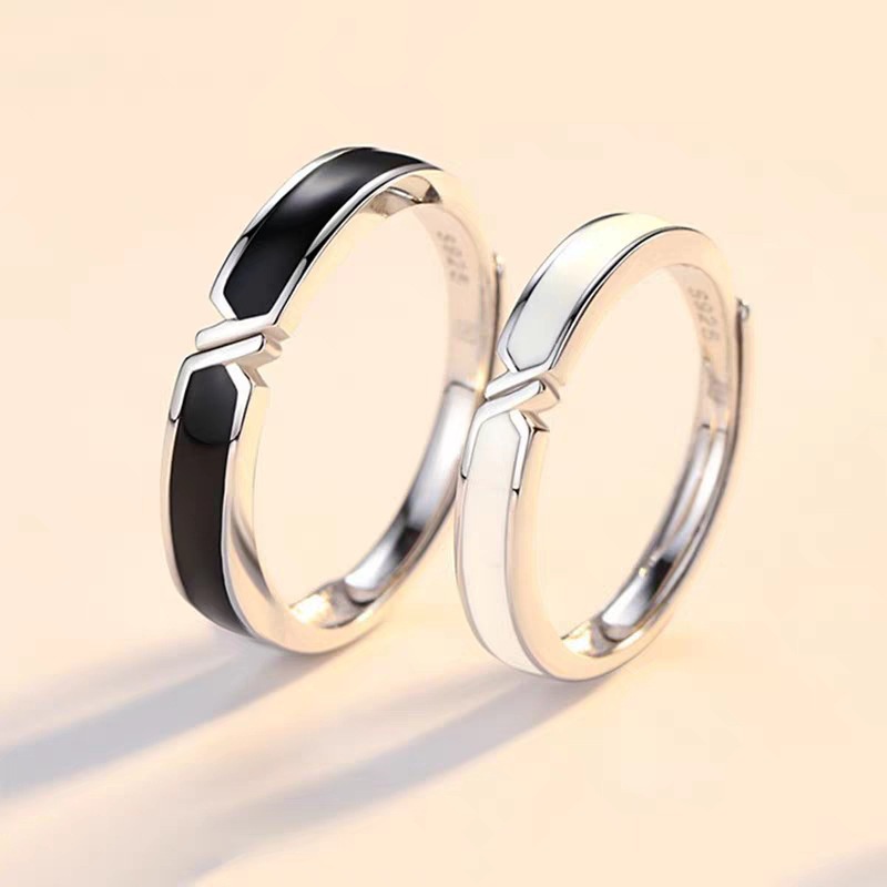 Cincin Pasangan Ikatan Gaya Korea Sepasang Desain Niche Cincin Mulut Hidup Fashion Mahasiswa Sederhana Cinta Jarak Jauh Pria Wanita Pasangan Rings Trendi