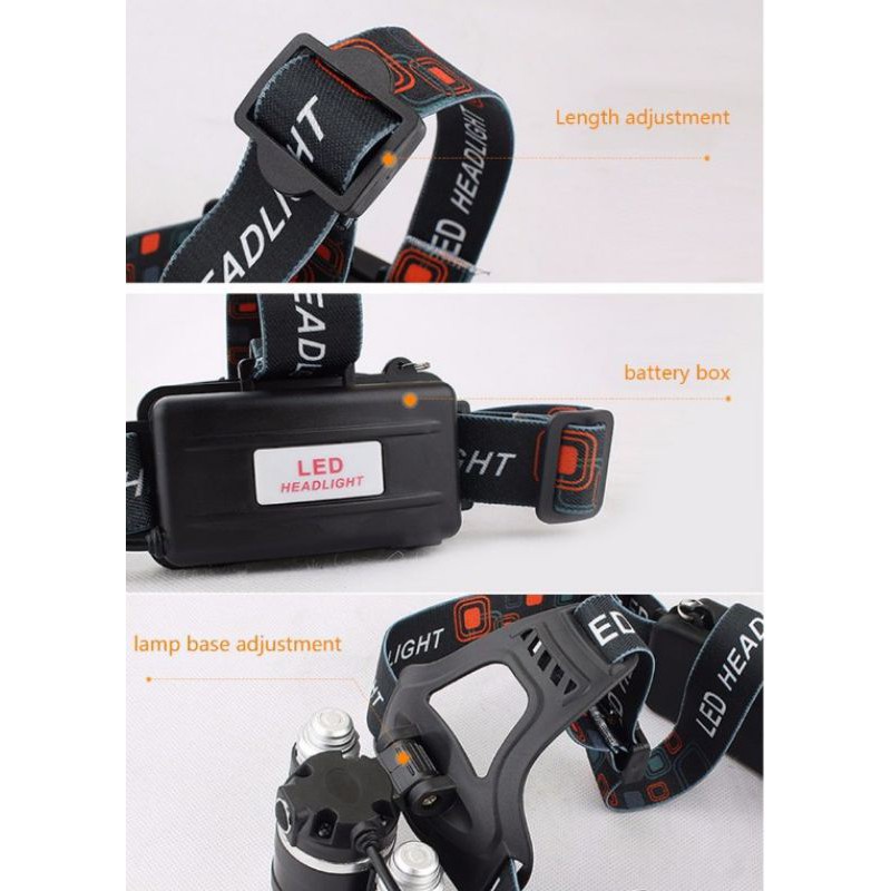 Paket headlamp LED Cree XM-L T6 40.000 Lumens xpe 5 mata - Senter Kepala super terang